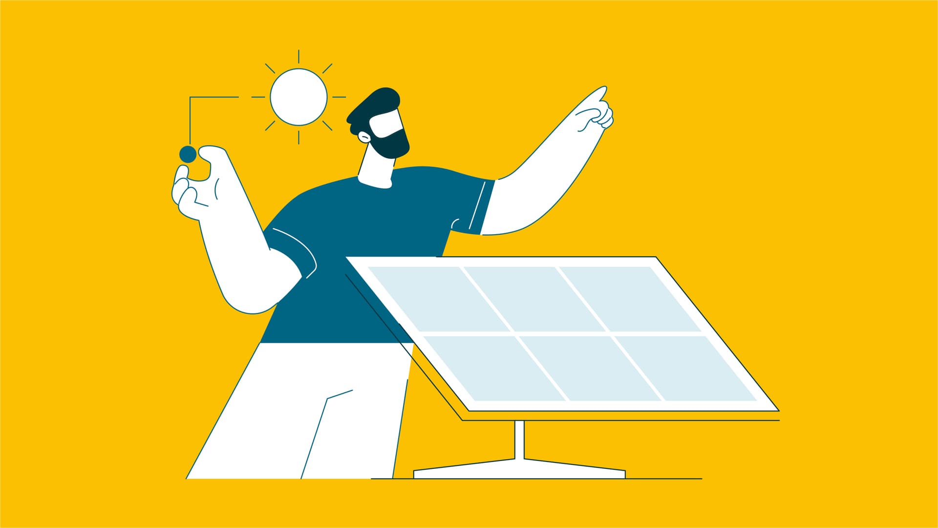 Illustration av hur solenergi fungerar.