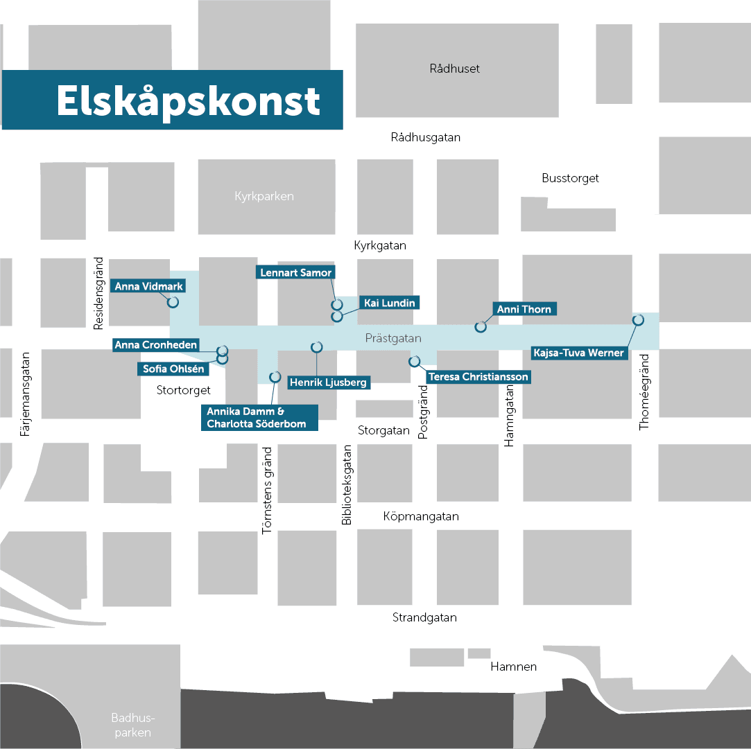 Karta över elskåpskonst i Östersund.