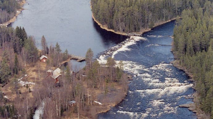 Flygbild över Långforsens vattenkraftstation
