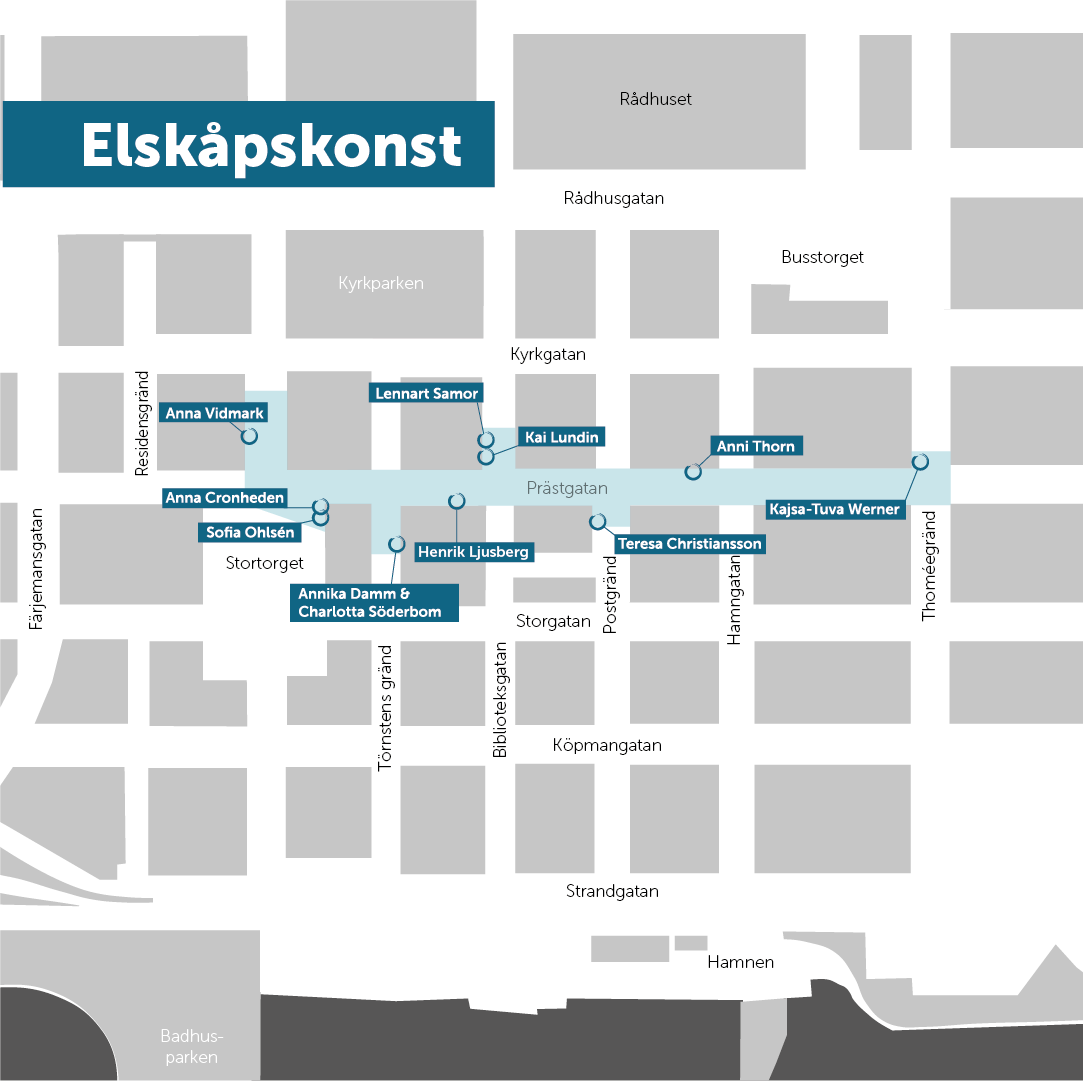 Karta över elskåpskonst i Östersund.